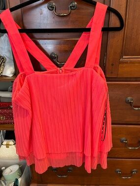 NWT Women's Coral Pleated Layered Top